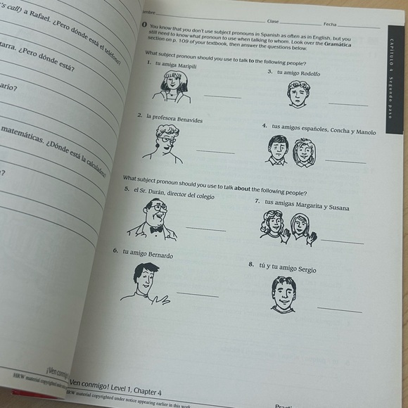 ¡Ven conmigo! Holt Spanish Level 1: Practice and Activity Workbook - Picture 6 of 7